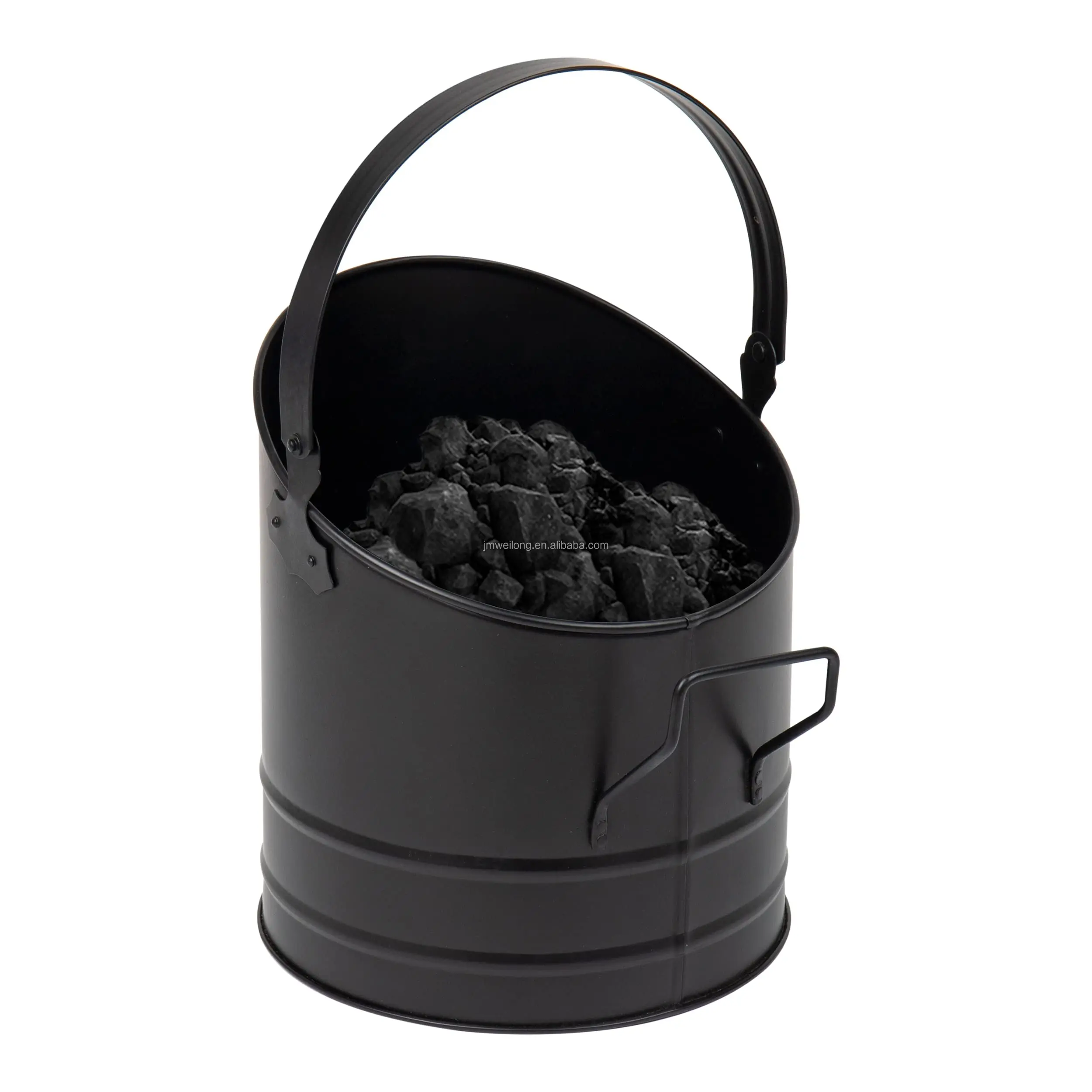 Home Coal & Ash Bucket Set Metal Bucket Wood Pellet Storage Container Fireplace Tool Set