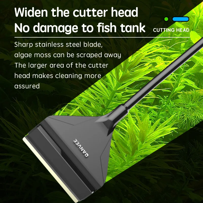 QANVEE Glass Aquarium Algae Scraper 10 Stainless Steel Blades Convenient Aquarium Cleaning Tools