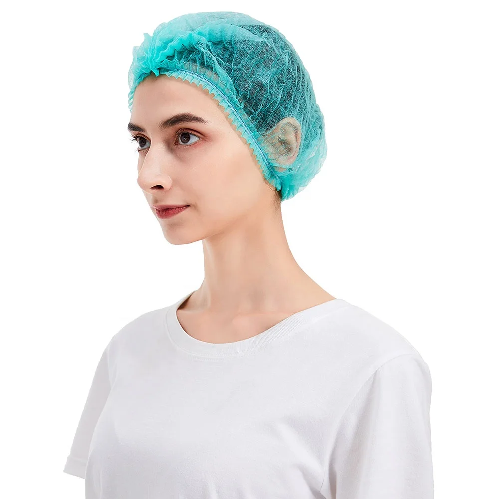 OEM Non-woven Disposable Dust Strip Cap Round Head cover / Hair Net Mob Caps