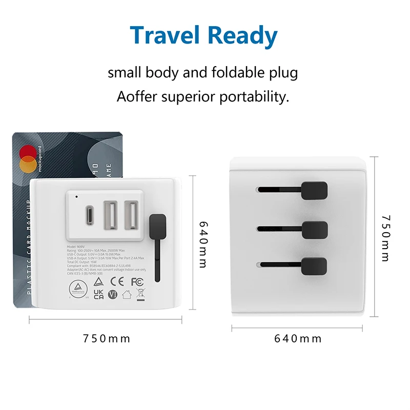 Standard Grounding Universal Travel Adapter Updated with Standard 10A Bs1362  Double Fuse