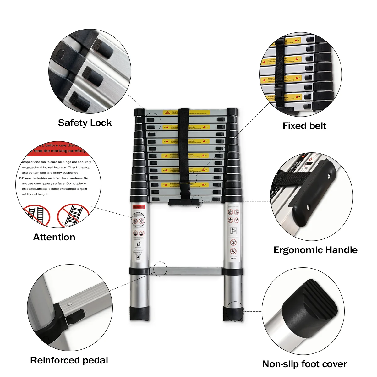 4.1m aluminum telescopic portable multifunctional folding step ladder 9 step for shop