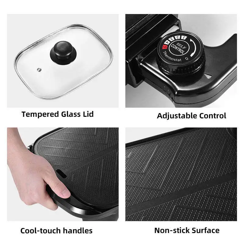 2-in-1 Home barbecue Small mini efficient multi-functional indoor table electric grill with hot pot