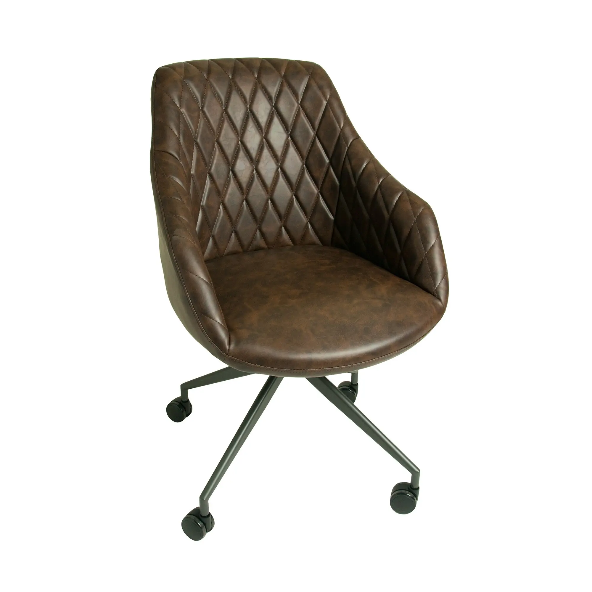 Modern Ergonomic Leather Swivel  Metal Base Comfortable Seat Back Home Adjustable Office Chair
