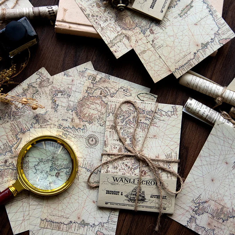 30pieces/pack Material Paper Miles Book Scroll Series Retro Message Memo Collage Journal Diary Message Memo 8 Models