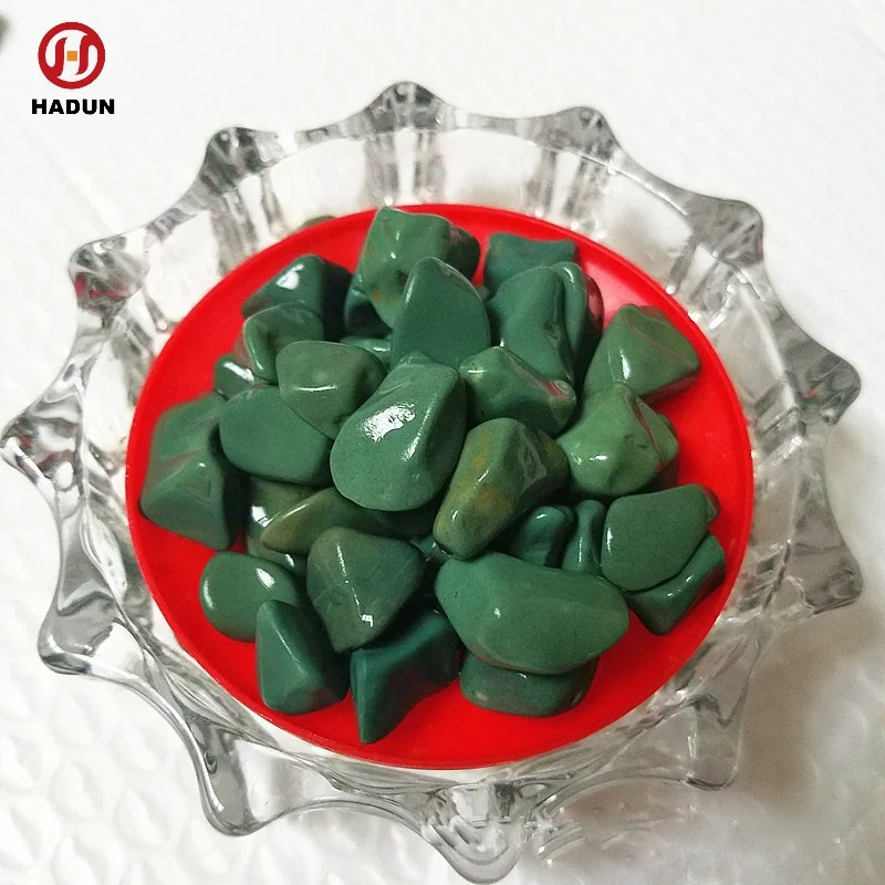 Factory Supply Garden Natural Tumbled Round Green Stone Pebble for Sale