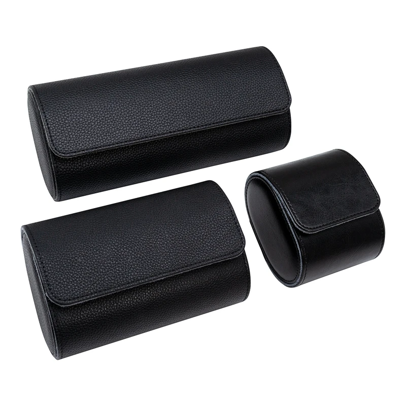 Wholesale Luxury Black 1 2 3 Slot Travel Leather Watch Roll Box