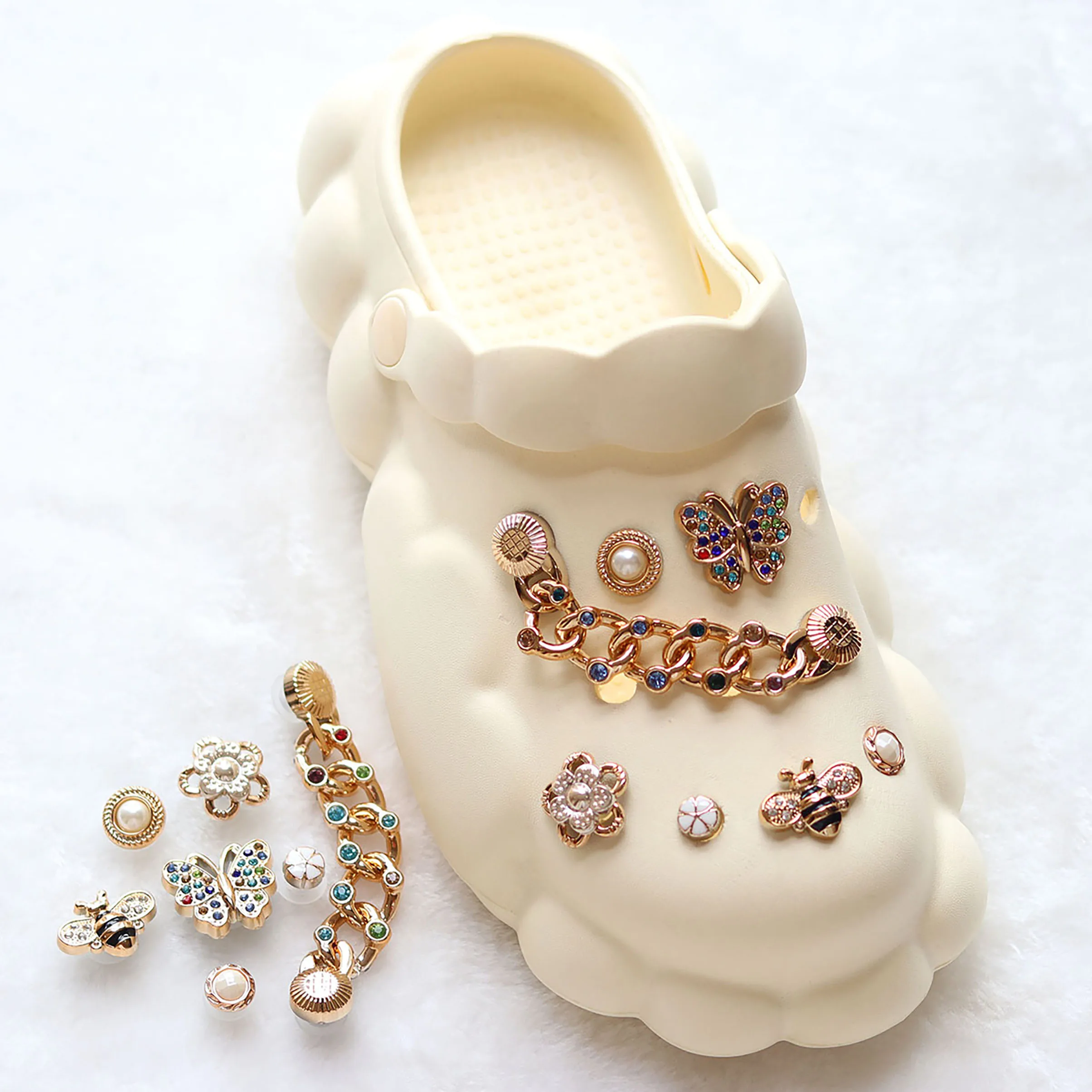 custom abs multi chains butterfly croc shoes charms decorations accessories croc charms wholesale