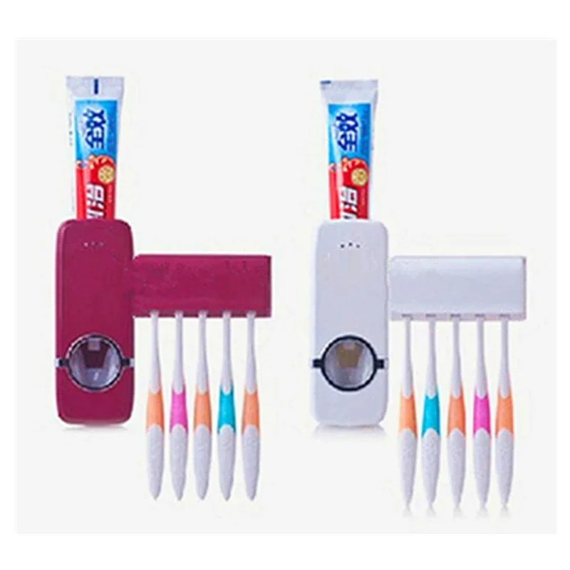 
wall mount automatic toothpaste dispenser toothbrush holder with cover 