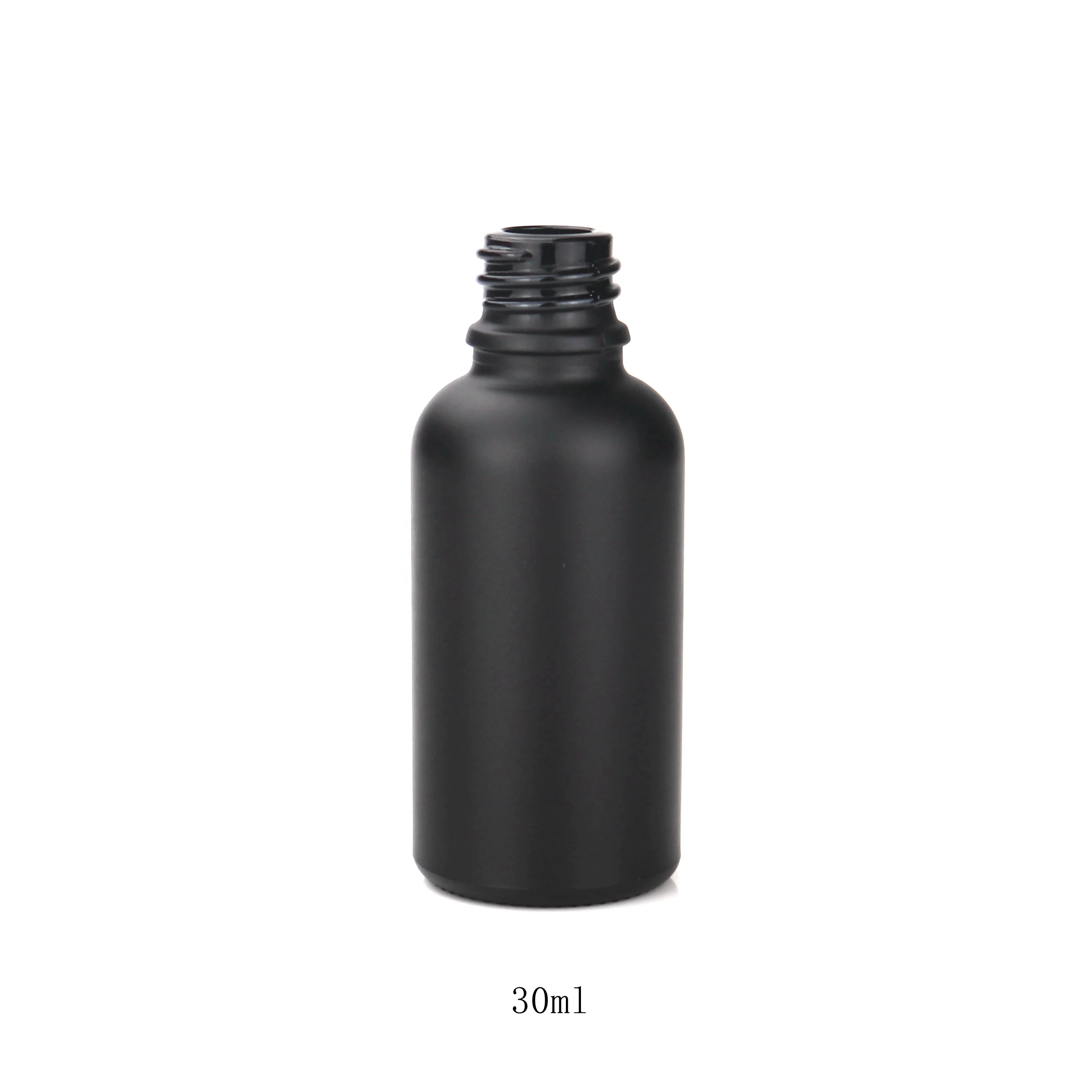 30 ml matte black bottle 1 oz frosted black glass bottle empty cosmetic bottle sprayer with 18/415 bamboo spray pump