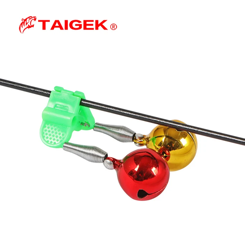 TAIGEK Tool Accessories Colorful Plastic Clip Double Fishing Bite Alarm Rod Carp Copper Fishing Bell With Screw