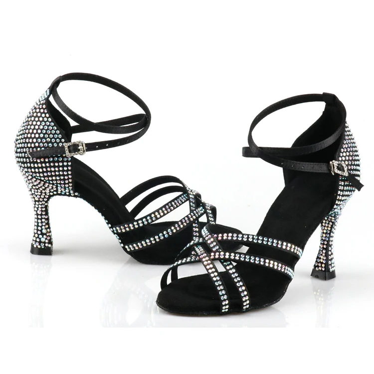 Professional dance High Heels Shining sandal Crystal Rhinestone Ladies latin dance shoes