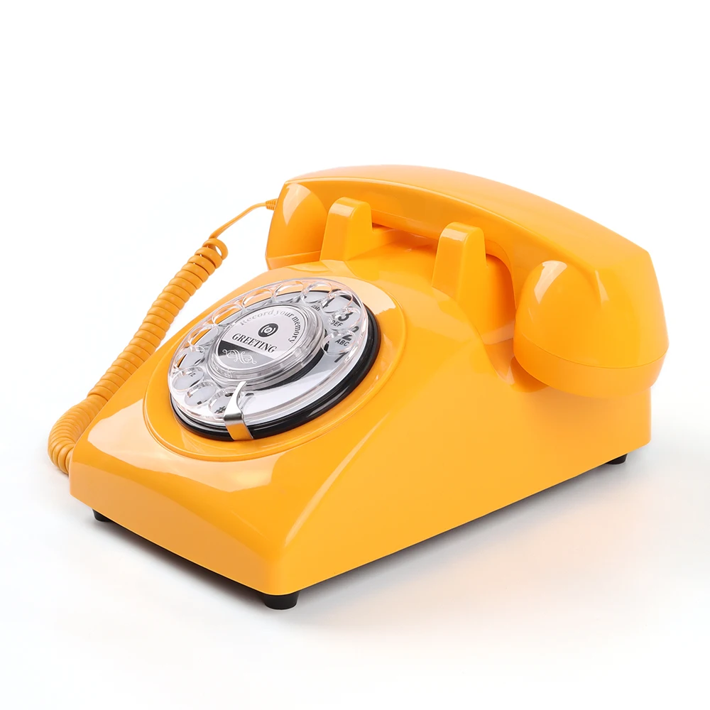 Vintage Phone Wedding Guestbook Antique Telephone Recording Audio Guest Book Telephone Yellow Rotary Phone