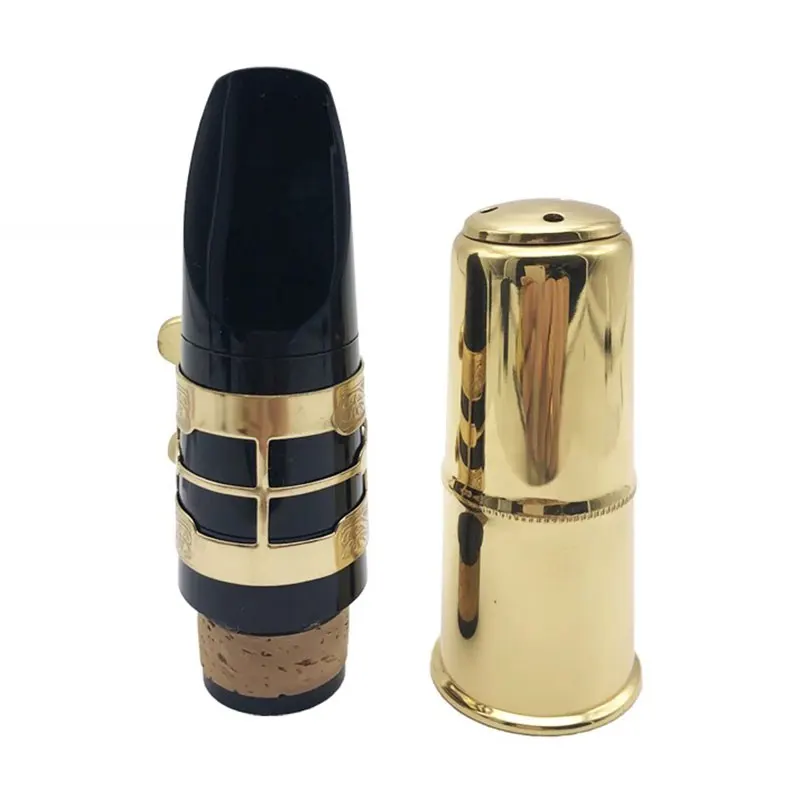 clarinet mouthpiece set, reed clip protective cap, wooden wind instrument, accessories, four piece set Carved card metal cap