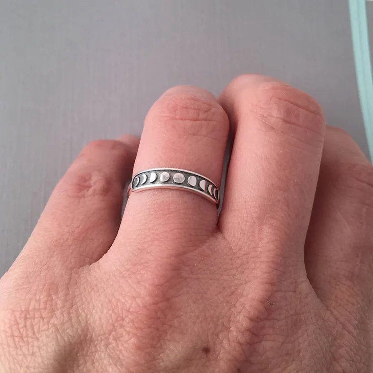 vintage silver jewelry 925 sterling silver moon phase ring for women