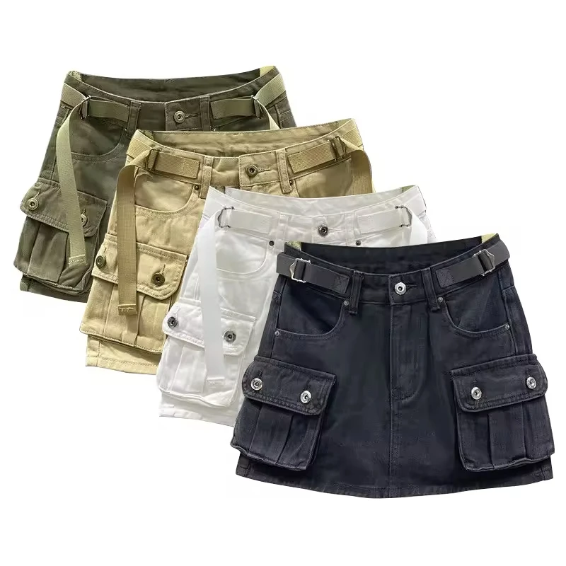 Wholesale Denim Skirt With Pockets Summer Fashion Retro Short Mini Denim Skirt For Lady Womens Skirts