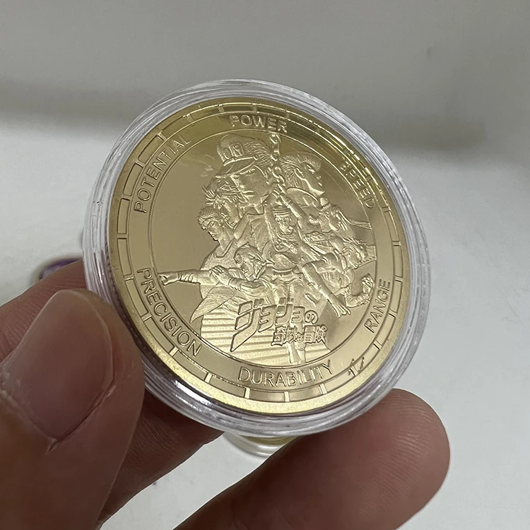 Low MOQ Custom Japan Anime JoJos Bizarre Adventure Metal Gold Stamping Coin