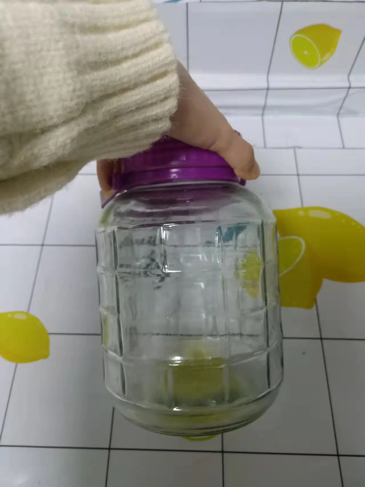 1L 2L 3L 5L 8L 10L 15L 20L стеклянный ферментационный домашний винный маринованный кувшин с красной и фиолетовой ручкой