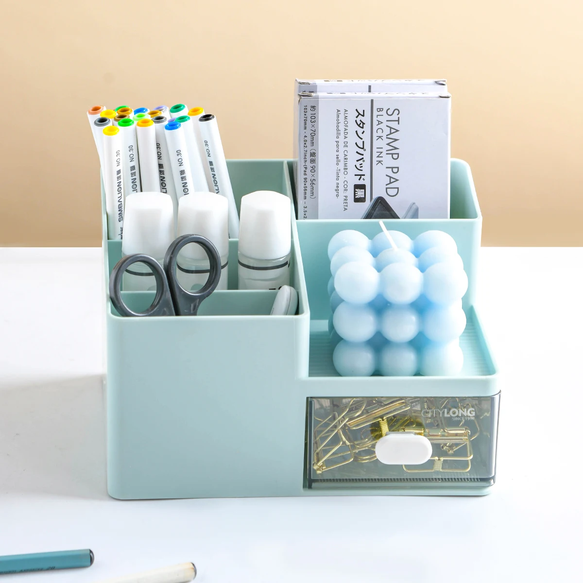 New Arrival Office Supplies Desktop container Plastic Makeup Cosmetic Organizer Storage Box bin with Compartment