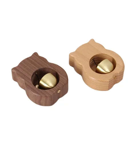 Simple wooden dopamine wind chime Black walnut magnetic small round doorbell suction