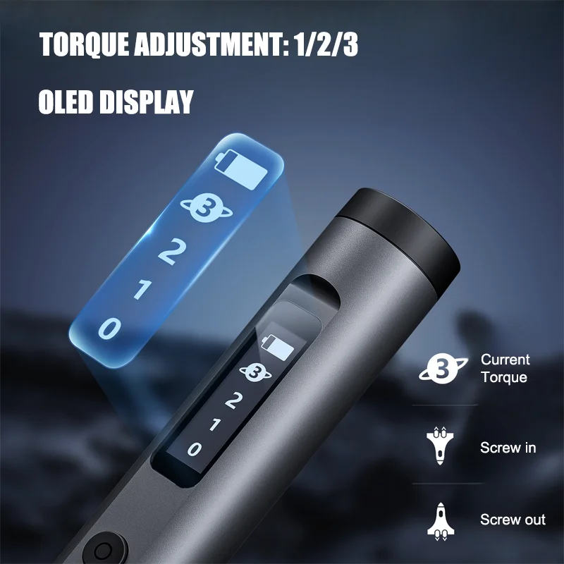 61pcs S2 Steel Magnetic Precision Electric Screwdriver with OLED Display In Cylinder Case For Glasses Phone Laptop Repairing