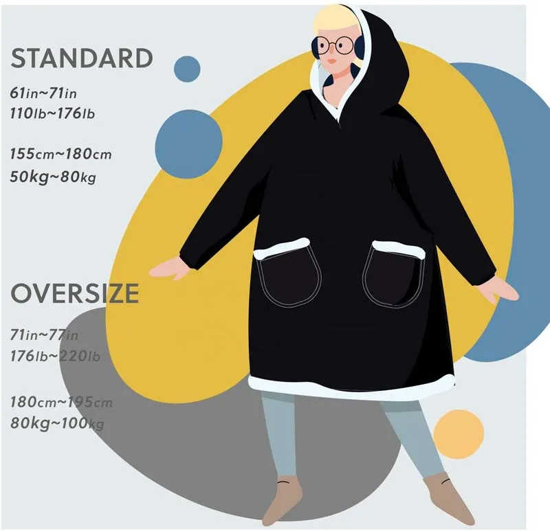 Wholesale Nature 100% Polyester Soft Plaid Adult Wearable Sherpa Fleece Oversized Hoodie Sweatshirt Hooded Blanket
