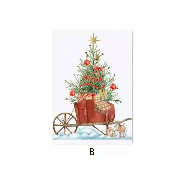 Custom Size Christmas Tree Deer Posters Wall Art Canvas Painting Prints Lovely Cartoon Pictures for Baby Kids Room Decor Gifts