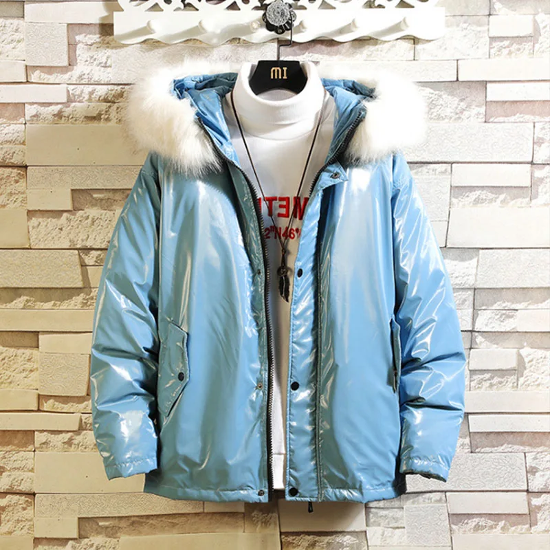 Custom shiny puffer jacket mens new model water repellent jacket padding 2022 hood