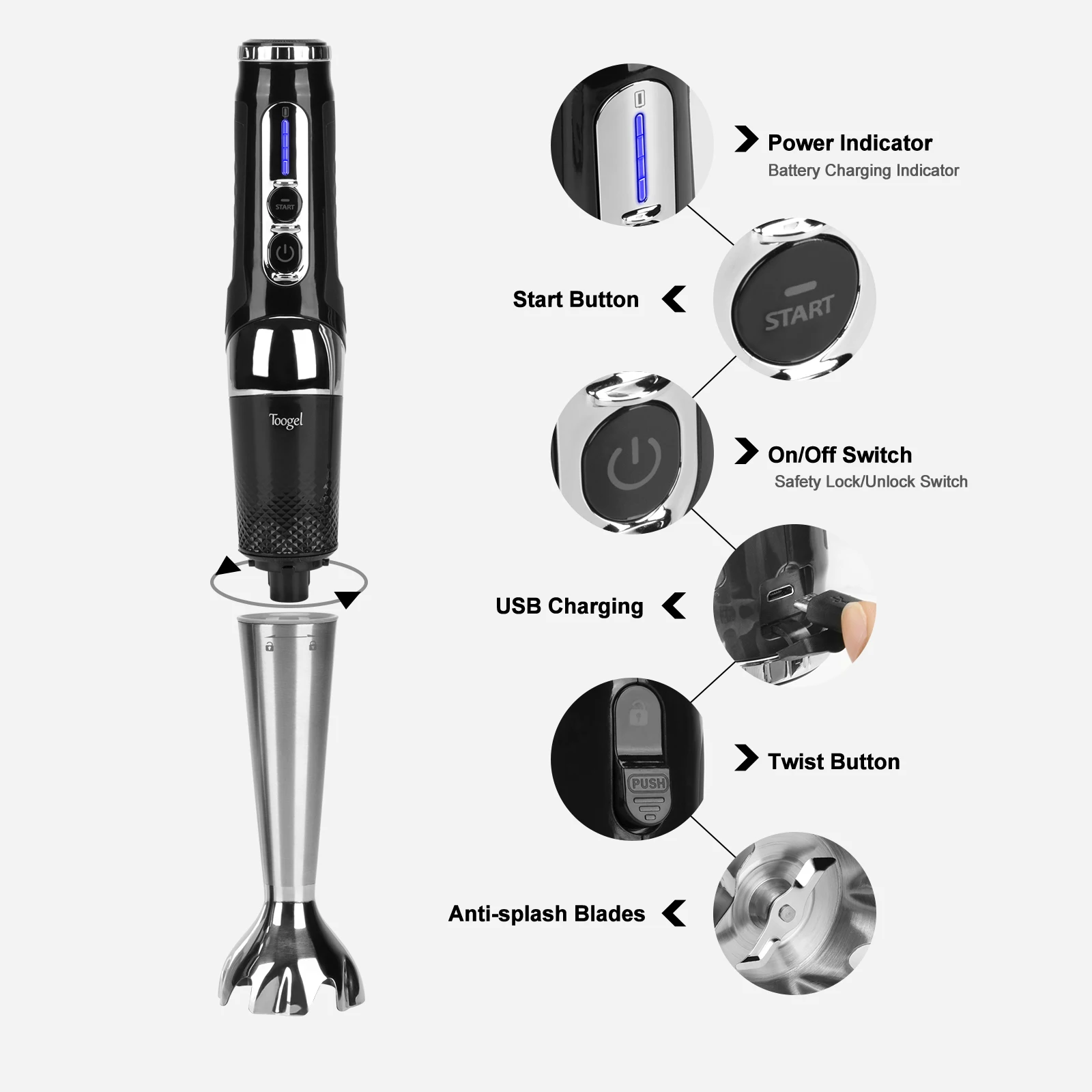 Professional Commercial Smoothie Hand Blender Set 4 in 1 Kitchen Juicer