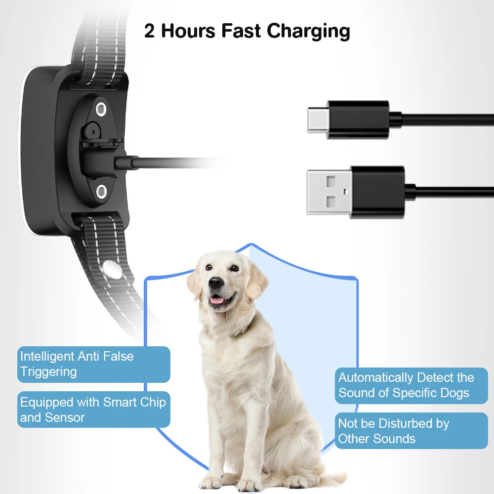 Hot Sell Rechargeable Bark Control Electric Dog Training Collar Beep Vibration Shock Anti-Bark Collar For Dogs