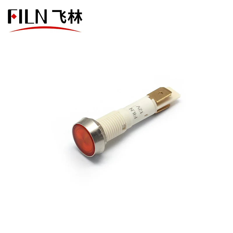  FILN 10mm signal lamp 12v 24v 110v red green blue white led plastic warning light with solder pins IP67
