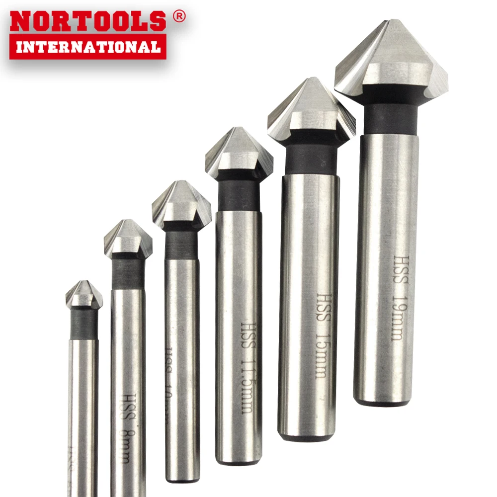 High Quality Bright Finished HSS 3 Fluted Round Shank Countersink Drills DIN335C for Metal Drilling