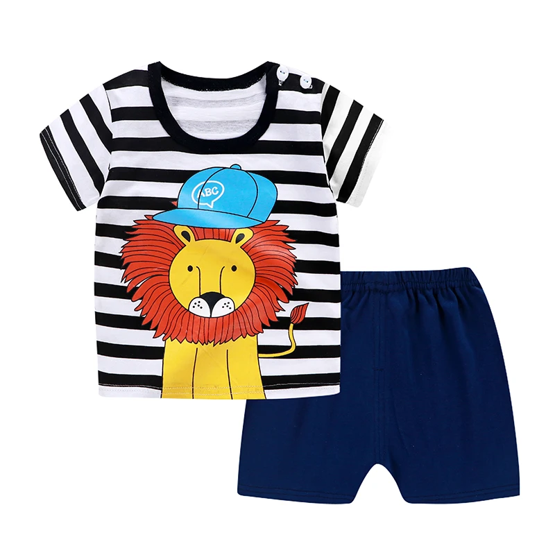 Factory price Summer children clothes set 100% cotton short sleeve  2pcs baby clothes set wholesale