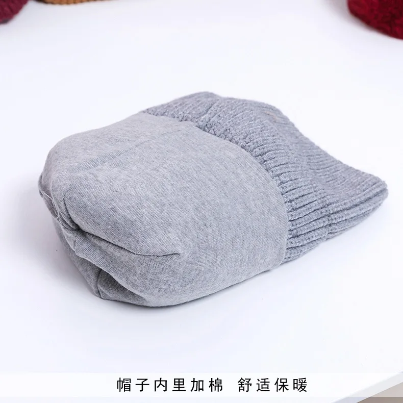 Cute Winter Warm Kids Baby Girls Boys Knitted Two Poms Skull Hats Cotton Lined Baby Double Pom Pom Beanie With Velvet Bowknot