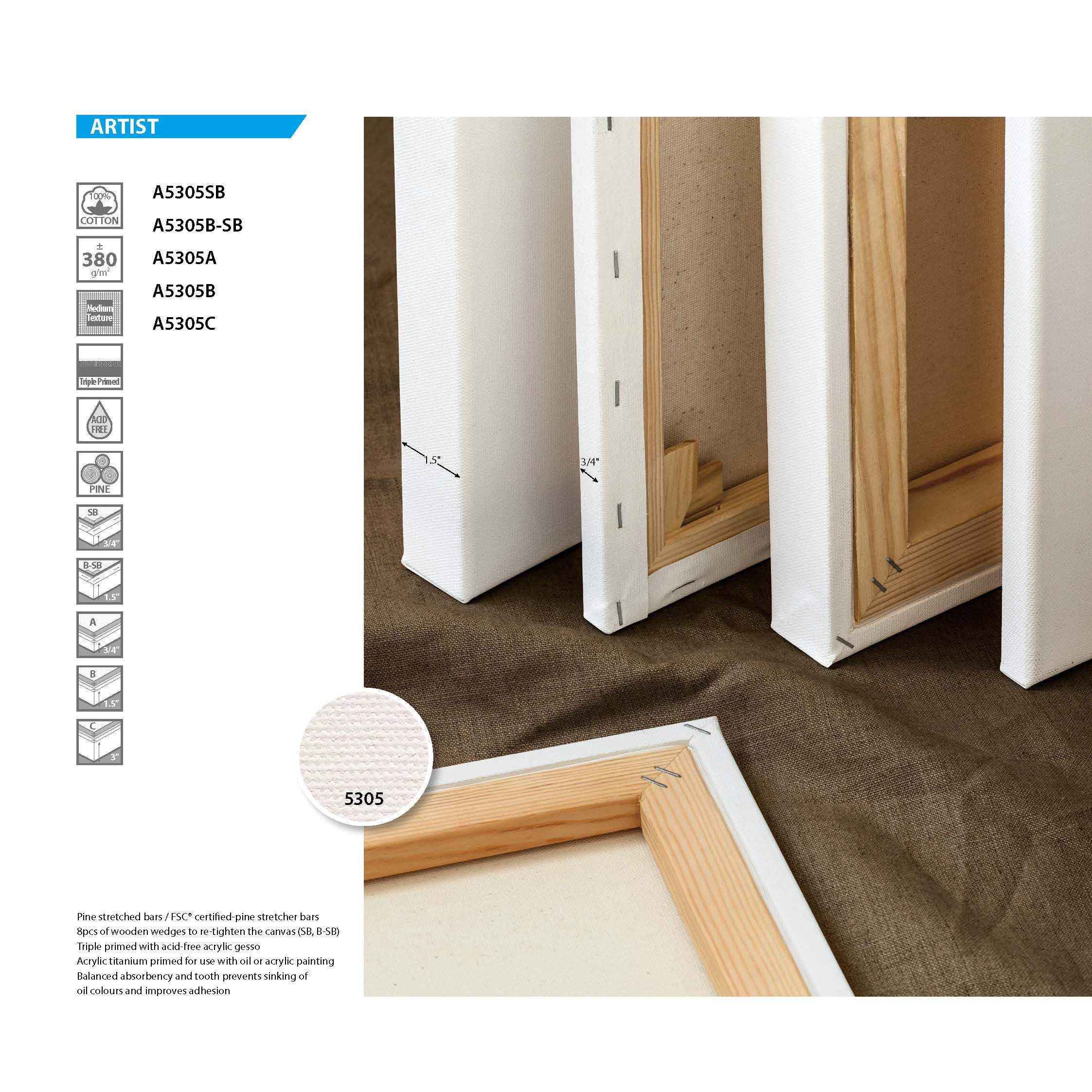 Phoenix Artist Grade Custom Size Cotton Fabric Oil Painting White Blank 11*14 Inch Stretched Canvas