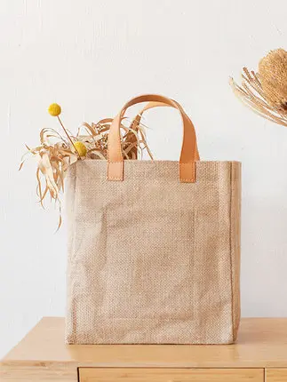 Chiterion Stylish Eco-Friendly Juco Jute Cotton Shopper Beach Tote Bag Custom Printed Logo For Women Girls Lady