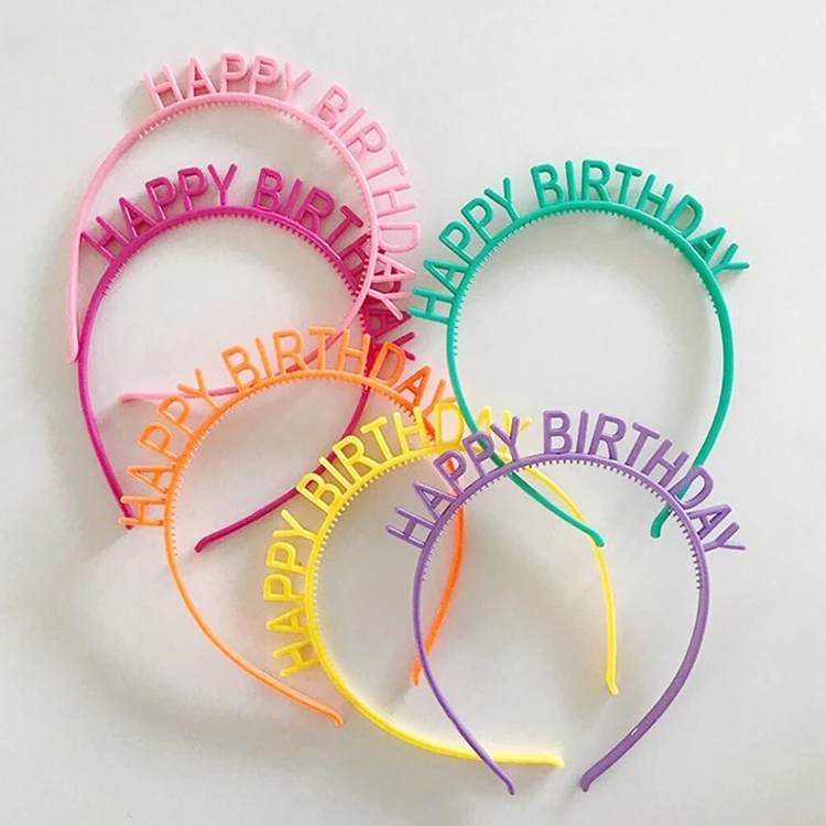 New style wedding party decoration wearing plastic headband happy birthday letter headband
