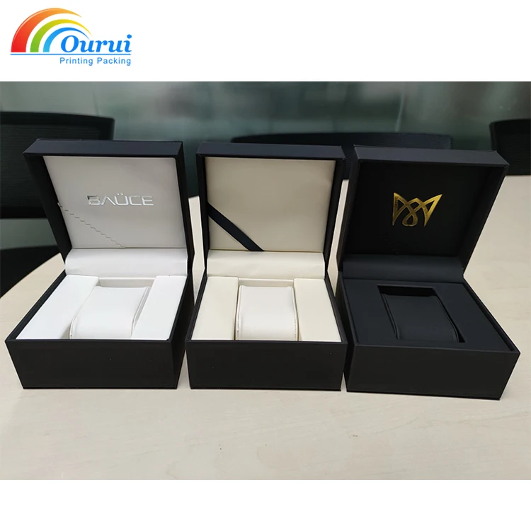 Factory direct PU velvet leather custom lined genuine leather edging gold stamping display luxury watch box