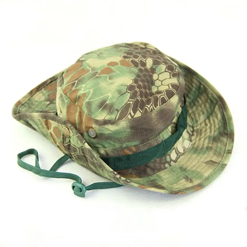 Military Boonie Hat Tactical Camo Bucket Wide Brim Sun Hiking Booney Cap