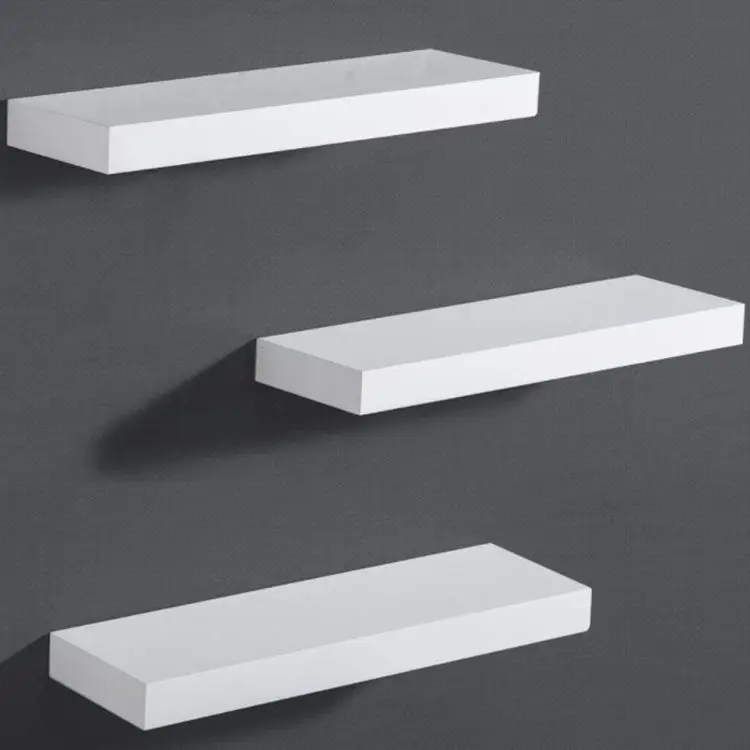 Hanging Wall Shelves Decoration White Floating Wall Mounted Shelves Set of 3 Display Shelf Wide Panel