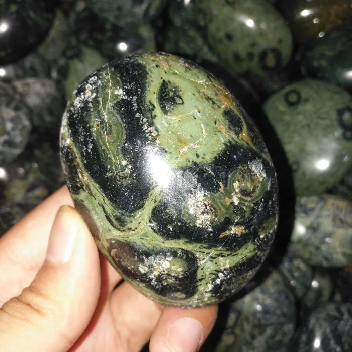 Natural RAW Peacock Eye Polished Quartz Rock Healing Crystal Palm Stone