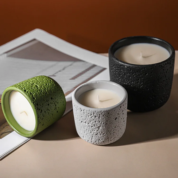 Wholesale luxury empty 6oz matte black white green candles jars wholesale ceramic candle jar candle vessel