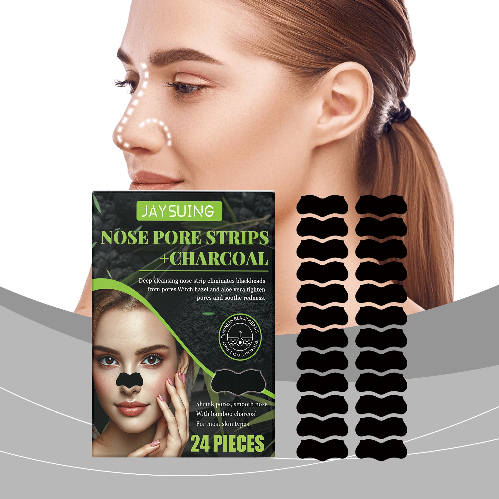 Calming Lightens Fine Lines Acne Treatment Nose Plant Pore Strips Deep Cleansing Black Head Remover Nose Pore Strips