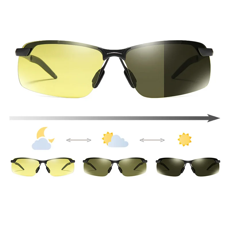 Lunettes photochromique en titane anti-glare polarized color change photochromic sun glasses sunglasses