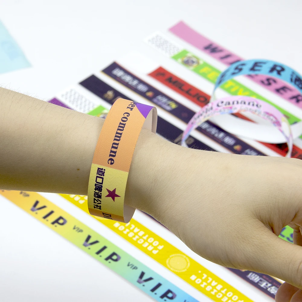 Custom Logo Tickets Disposable Wristband Waterproof Tyvek Ticket Printer Event Paper Wristbands Bracelet