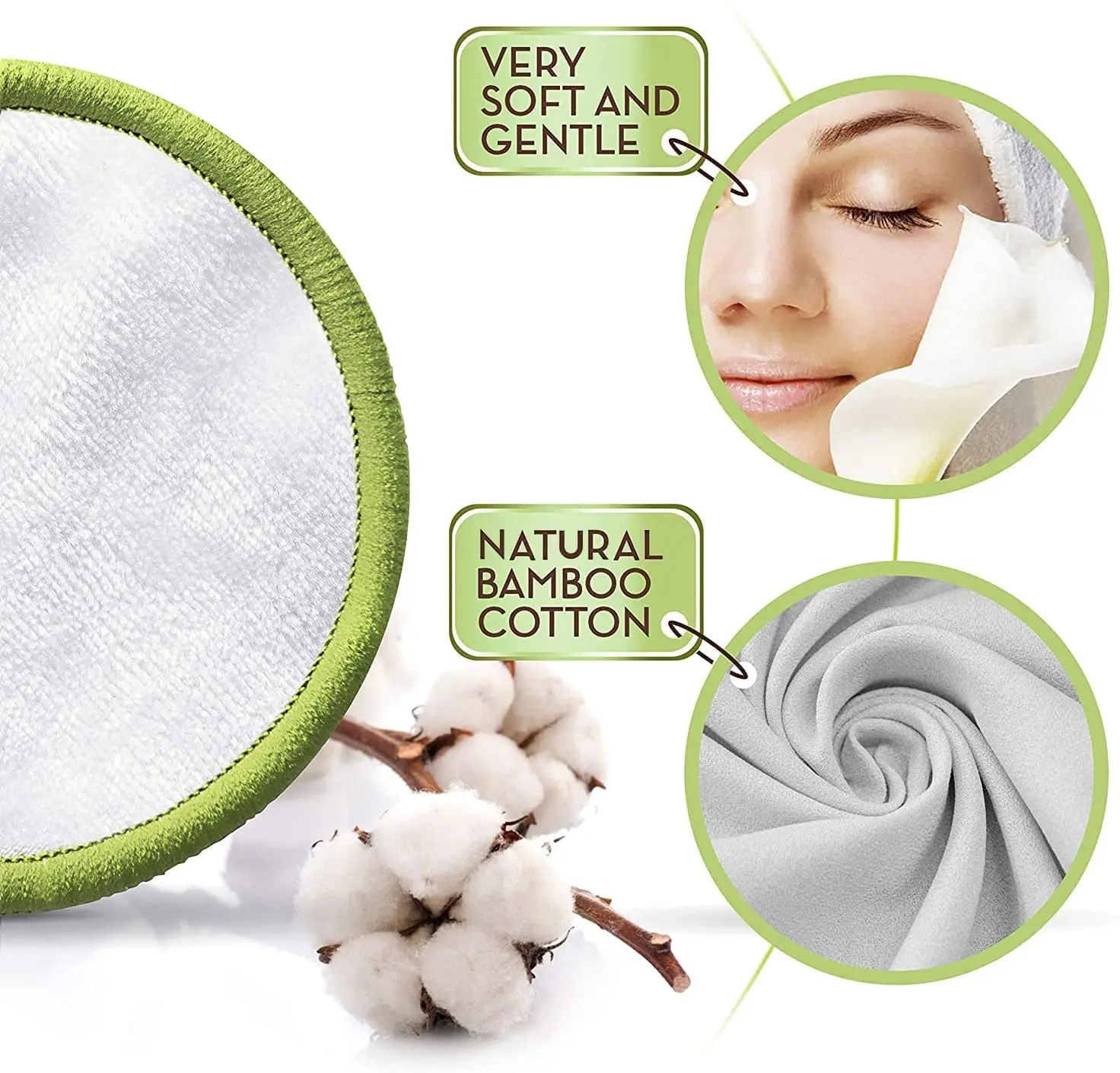 China Vendor Custom Washable Laundry Bag Round Organic Rounds Bamboo Cotton Reusable Makeup Remover Pads,Makeup Remover Sponge