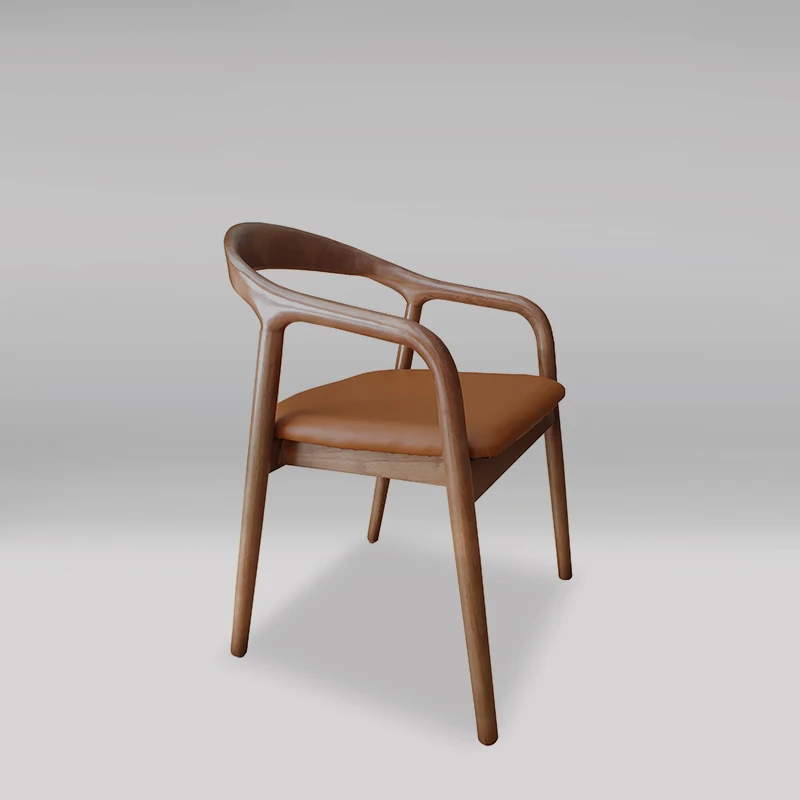 Best price high quality solid wood home furniture oak wood dining chair with fabric leather  seat chair