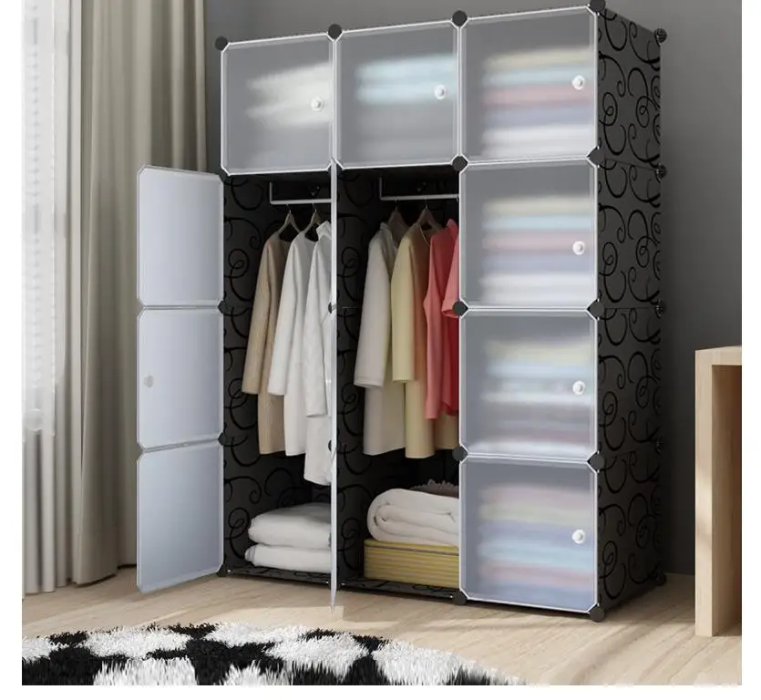 New Modular Cube Plastic Foldable Storage Cabinet Cupboard Bedroom kids Armoire  Portable Wardrobe