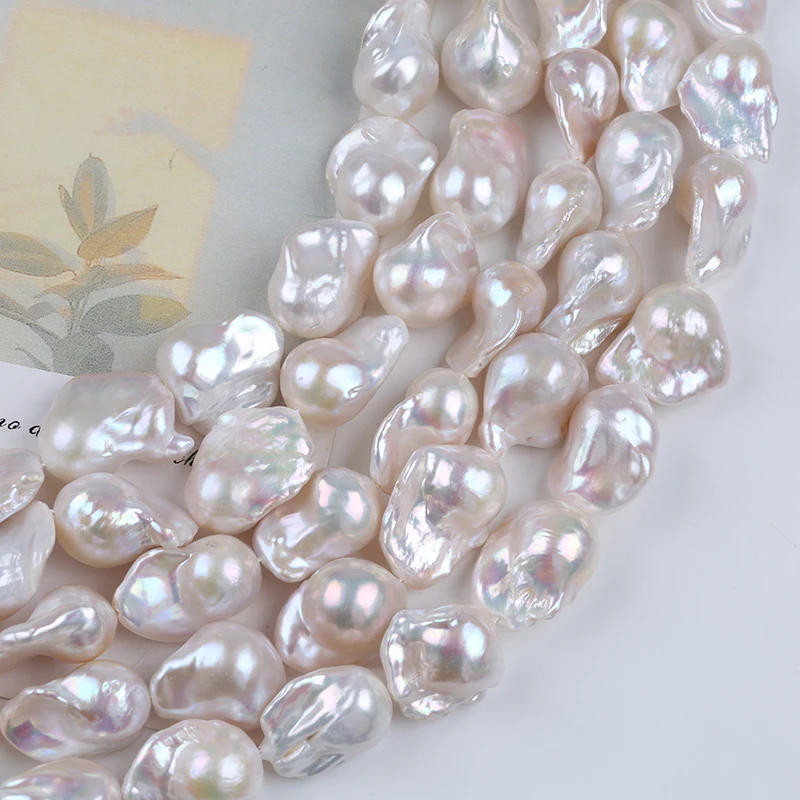 ZHUHJI Wholesale 16-19mm White  Baroque Natural Freshwater Cultured Loose Pearl