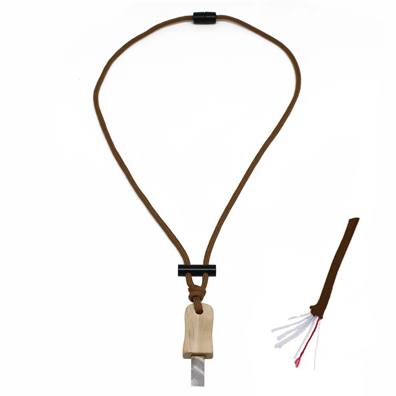 Factory Direct Survival Paracord Handcraft Handle HSS Striker Fire Starter Necklace for Backpacking