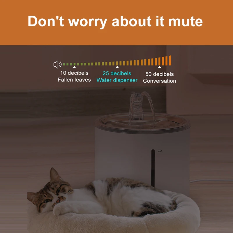 Stainless Steel Bowl Adjustable Water Flow Pet Fountain 2.6L Cat Water Bowl Automatic Fountain For Cat And Dog